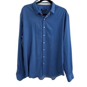 Bugatchi Men's Blue Patterned Button-Down Shirt Size XL